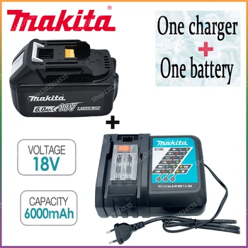 100% Оригинална Батерия за Електроинструменти Makita 18V 6,0 Ah, с Възможност за презареждане с led Литиево-йонна батерия Заместител на LXT BL1860B BL1860 BL1850