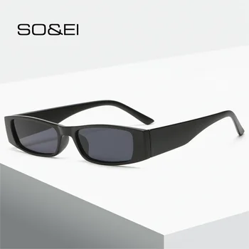 SO & EI Модни малки правоъгълни дамски слънчеви очила ретро тенденция квадратни слънчеви очила мъжки нюанси UV400
