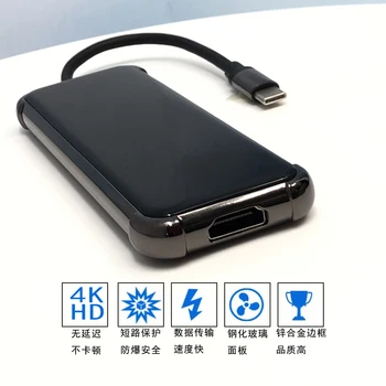 Зарядно устройство 5 в 1 USB хъб съвместим с 4K, HDMI, RJ-45, четец на карти SD TF, хъб Type C, адаптер-сплитер, докинг станция USB3.0