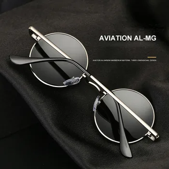 Реколта поляризирани кръгли слънчеви очила в ретро стил за мъже и за жени, маркови и дизайнерски слънчеви очила в метални рамки за риболов, черни огледални очила с UV400