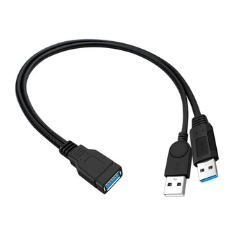 Портове и съединители USB2.0 Хъб USB 2.0 мъжки до 2 Dual USB Женски конектор Сплитер Hub захранващ Кабел Адаптер за PC, телефон, лаптоп кабел