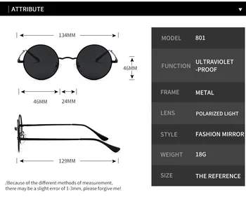 Реколта поляризирани кръгли слънчеви очила в ретро стил за мъже и за жени, маркови и дизайнерски слънчеви очила в метални рамки за риболов, черни огледални очила с UV400