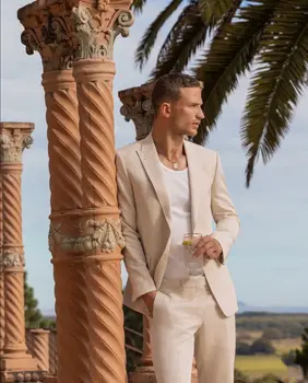 2023 Бельо Мъжки костюм цвят Каки, Смокинг за младоженеца, Изработена По Поръчка За вашата Сватба, Однобортный Мъжки Блейзър, 2 предмета (Яке + Панталон)
