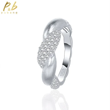 PuBang Изискани бижута от масивно сребро 925 проба, създадено коктейл пенливи диамантен пръстен за жени, сватбен подарък, директна доставка