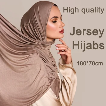 Модерен модален шал-хиджаб от futon джърси, дълга мюсюлманска шал, обикновен мек тюрбан, ленти за глава, превръзка на главата в африканския стил, 170x60 см