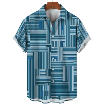 Мъжка риза Harajuku реколта в хавайски стил, с обемно изображение, 3D, риза с къс ръкав копчета, дишаща, 5XL