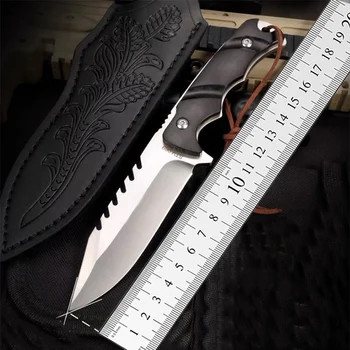 Нов директен нож на улицата с едно острие от стомана D2 с висока твърдост, на прав нож за самозащита EDC, тактически нож за нощуване на открито