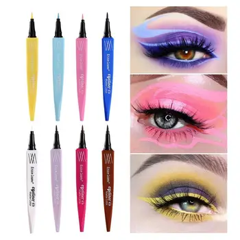 Пъстър набор от подводок за окото Цветни комплект моливи за очна линия на очите, 8 цвята, устойчиви на очна линия, молив за ежедневния грим, за жени, момичета, юноши