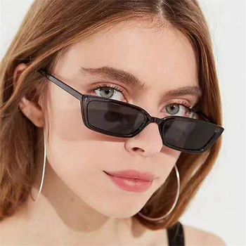 2021 Слънчеви очила в малки рамки желеобразного цветове, слънчеви очила в квадратни очила, модни слънчеви очила вдлъбната форма в ретро стил от блогър Ins