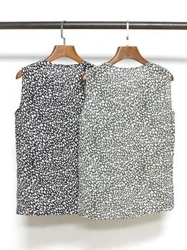 Жените риза без ръкави на точки дантела с V-образно деколте 2023, лятна дамски реколта блуза