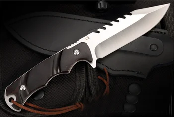 Нов директен нож на улицата с едно острие от стомана D2 с висока твърдост, на прав нож за самозащита EDC, тактически нож за нощуване на открито