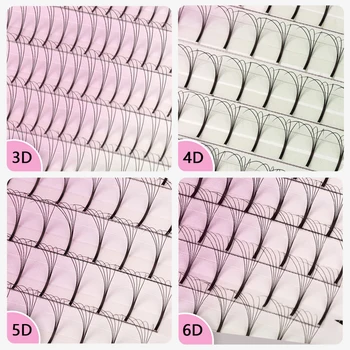 Готови обемни Фен RUJADE На Дълга Дръжка За Изграждане на Миглите, 3D, 4D и 5D 6D Дълги Корени Готови Обемни Фалшиви Мигли С цветна 3D Ефект