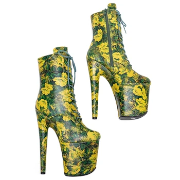 Дамски обувки Leecabe 20 см/8 инча от естествена кожа на платформа за дискотеки и партита на висок ток, за танци на един стълб