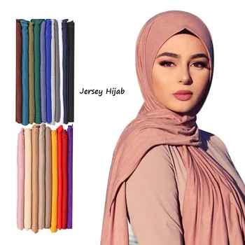 Модерен модален шал-хиджаб от futon джърси, дълга мюсюлманска шал, обикновен мек тюрбан, ленти за глава, превръзка на главата в африканския стил, 170x60 см