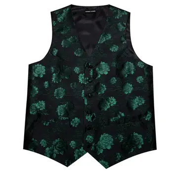 Елегантен копринен мъжка жилетка, черен, зелен, цветен, оборудвана жилетка, комплект за вратовръзки, официалната бизнес яке без ръкави Бари Уонг