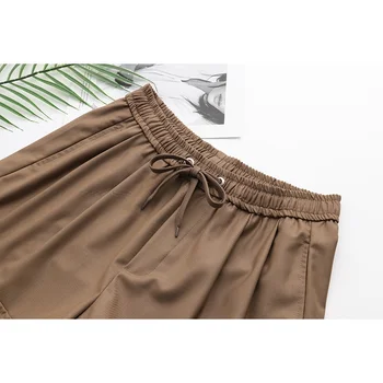 По-големи размери XL-4XL, дамски летни панталони с висока талия, еластичен колан, одноцветное продукт, черно, каки, горещи къси панталони с джобове