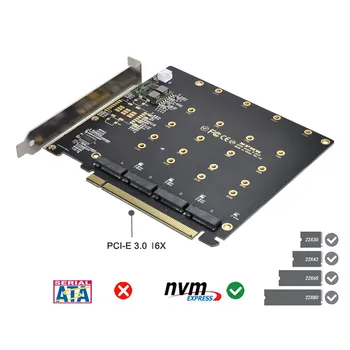 4X NVME M. 2 AHCI за PCI-E Express 3.0 Gen3 X16 Raid-карти с вентилатор, адаптор VROC Raid0 Hyper