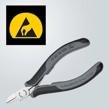 KNIPEX 77 02 115 ESD антистатични електронни диагонал ножици, два цвята дръжка от двойно материал, лесен за работа и подготовка за работа