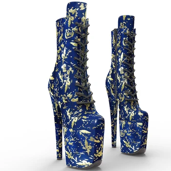 Leecabe/ най-новите обувки за танци върху поле с цветя принтом от изкуствена кожа 20 см/8 см, мода тенденция на обувки за танци на висок ток и платформа, обувки за танци на един стълб
