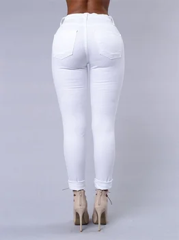 Дамски модни улични ежедневни панталони-молив 2021, скъсани дънки, дамски секси стегнати дънкови панталони, дамски пролетно-летни дънкови облекла