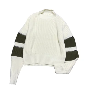 Жена пуловер, пуловер, новост 2022, цветна смес, ръкав с двоен цип, подвижна дизайн, модерен случайни вязаный пуловер