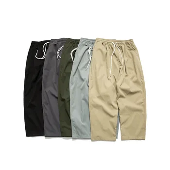 Летните зелени ежедневните свободни панталони големи размери, мъжки скъсяване на панталони-карго с еластичен шнур, памучни панталони, спортни панталони, комбинезони за най-горещите момчета