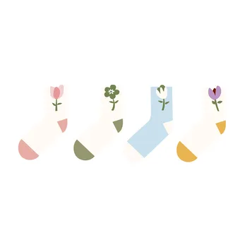 Нов модерен пролетно-летни чорапи, дамски висококачествени дишащи чорапи от чесаного памук с мрежа, корейски, японски чорап в стил харадзюку с 3D цвете