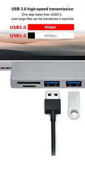 Подходящ за докинг станция Surface Pro 7 Type-c, съвместими с Hdmi, USB3.0, четец на карти за SD/TF, център за предаване на данни и Пет в едно